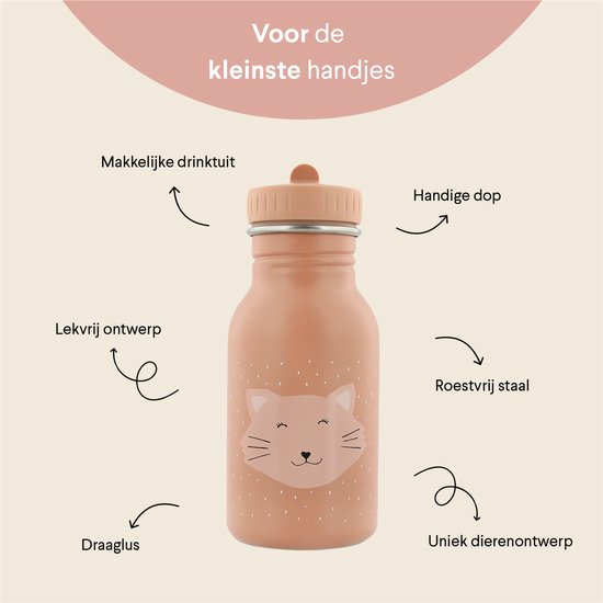 Trixie Thermos Drinkfles - Mrs. Cat - RVS Waterfles voor kinderen - Lekvrije Fles - 350ml - Roze van Trixie — afbeelding 5