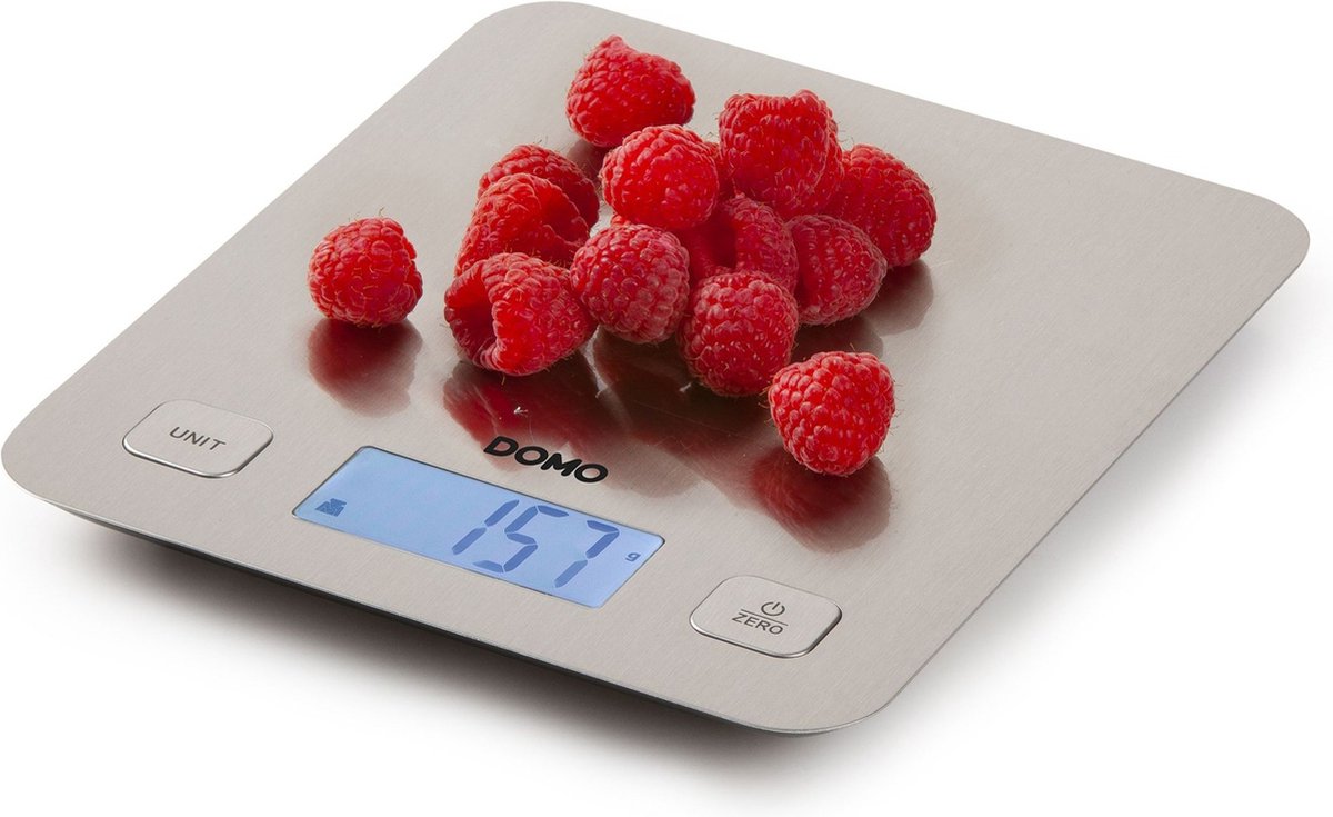 DOMO DO9239W - Elektronische culinaire weegschaal - Tarra - Autostop - Tot 1 gram - Roestvrijstalen weegpan