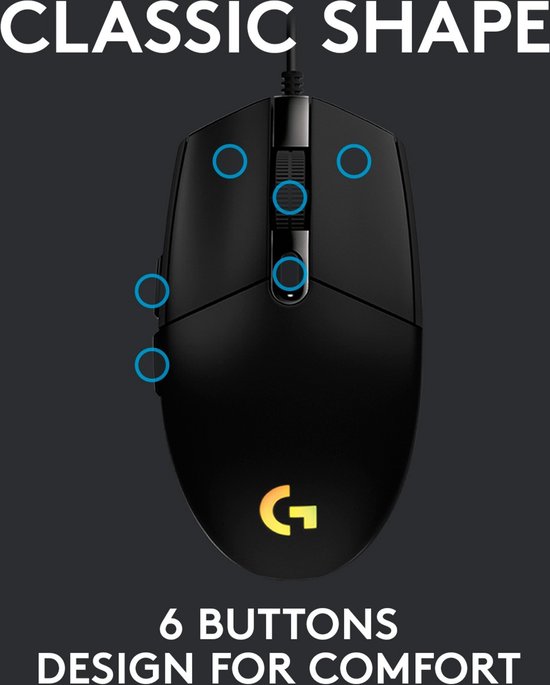 Logitech G203 LIGHTSYNC - Bedrade Gaming Muis - RGB verlichting - Zwart