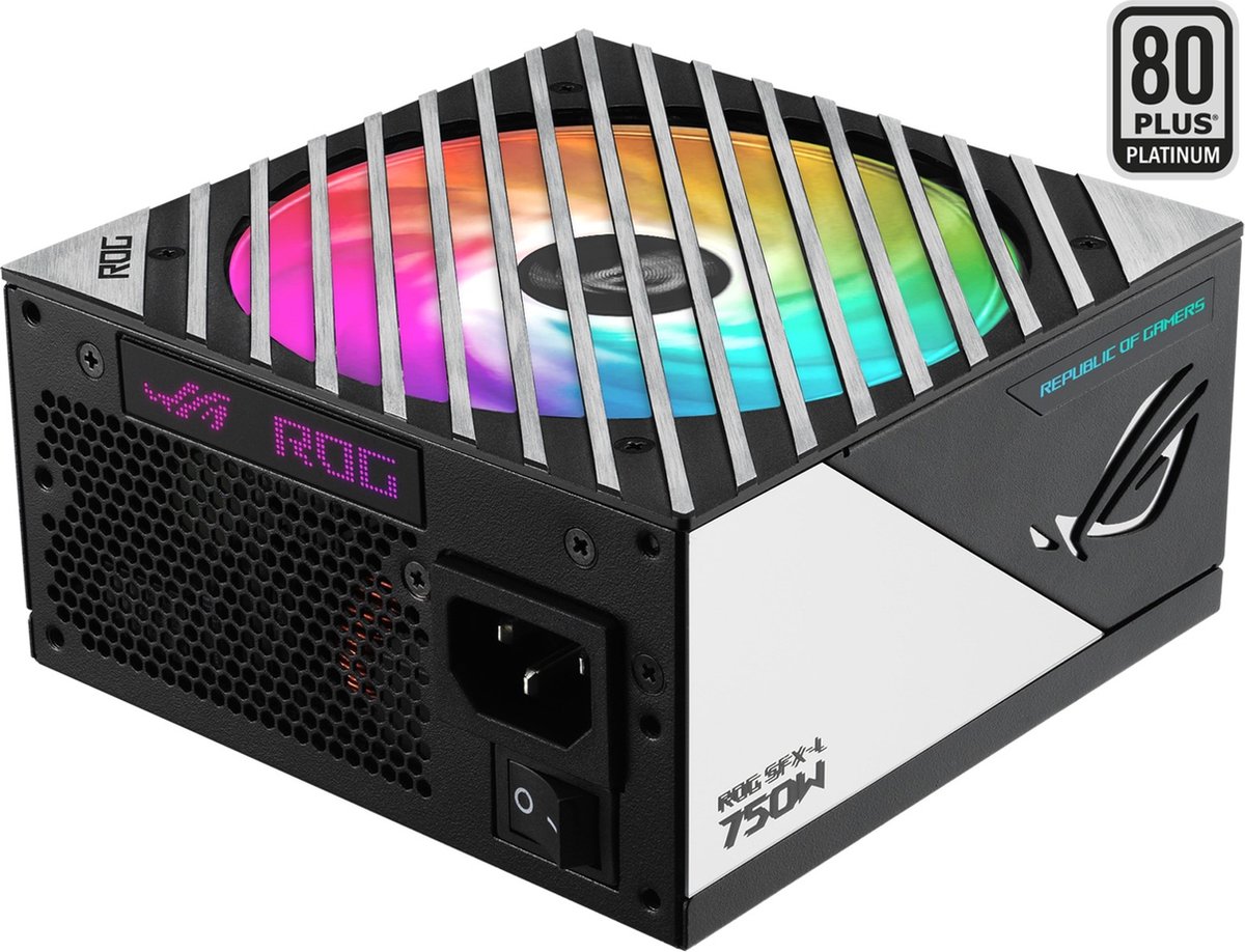 ASUS ROG LOKI SFX-L 750W GAMING - Voeding ATX12V 3.0, SFX, SFX-L - 80 Plus Platinum - 750 Watt - Modulair - 100-240 Volt wisselstroom V - zwart, zilver