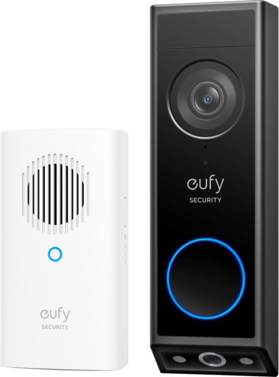 eufy Security E340 Video Deurbel met Chime – Video Doorbell - Dual-Cam technologie, 2K Full HD-resolutie, kleur nachtzicht, AI-pakketdetectie, draadloze installatie, compatibel met Alexa en Google Assistant