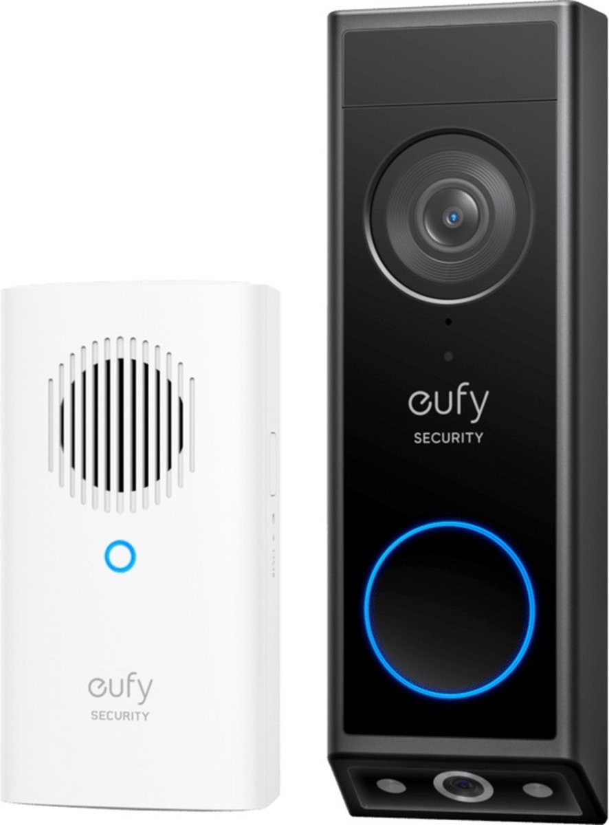 eufy Security E340 Video Deurbel met Chime – Video Doorbell - Dual-Cam technologie, 2K Full HD-resolutie, kleur nachtzicht, AI-pakketdetectie, draadloze installatie, compatibel met Alexa en Google Assistant
