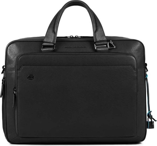 Piquadro Laptop Bag Black Square Leather - noir