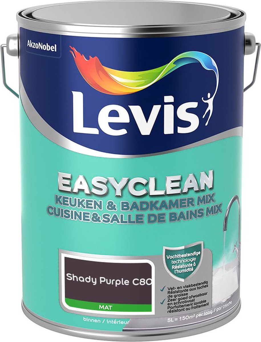 Levis - Easyclean Keuken & Badkamer Mix - Shady Purple C80 - Mengverf - 5 L