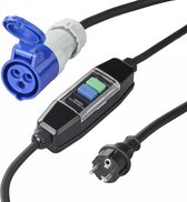 Mobiele digitale stroommeter, 230 V, 60 A, mobiele stroommeter met veiligheidsschakelaar type A 16 A, CEE-stekker, led-verlichting, kabellengte 3 x 1,5 mm², kabellengte 3 m, IP65 waterdicht