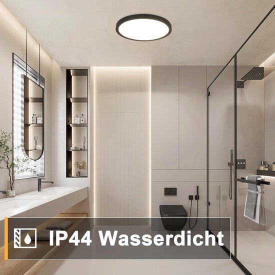 NETTLIFE Platte LED-plafondlamp voor slaapkamer, zwart, 18