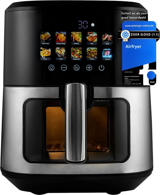 Uten Heteluchtfriteuse XXL 5,5 L, Airfryer 2000 W Met Led Touchscreen Zwart 2113695432