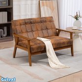 Bol.com Gutent Sofa-2-zits-met-schuimkussens-polyester-massief hout-Bruin aanbieding