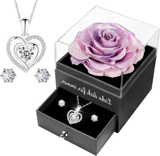 Echte geconserveerde roos geschenkdoos voor vriendin en vrouw, nooit