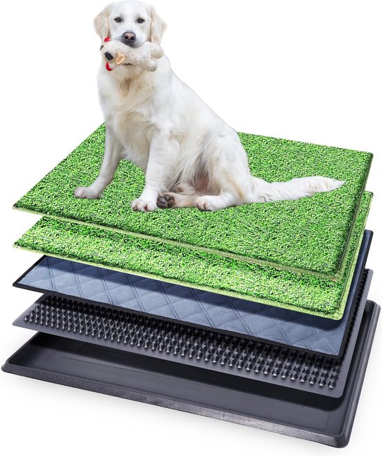 Sailnovo Hondentoilet voor kleine en grote honden, 63 x 50 cm, met 2 duurzame kunstgras, gemakkelijk te reinigen, trainingsmat voor dieren, geschikt voor balkon, tuin, toilet enz