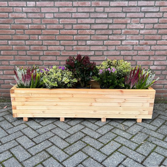 Plantenbak van hout 80x80x80 - naturel | bloembak buiten - AMIS