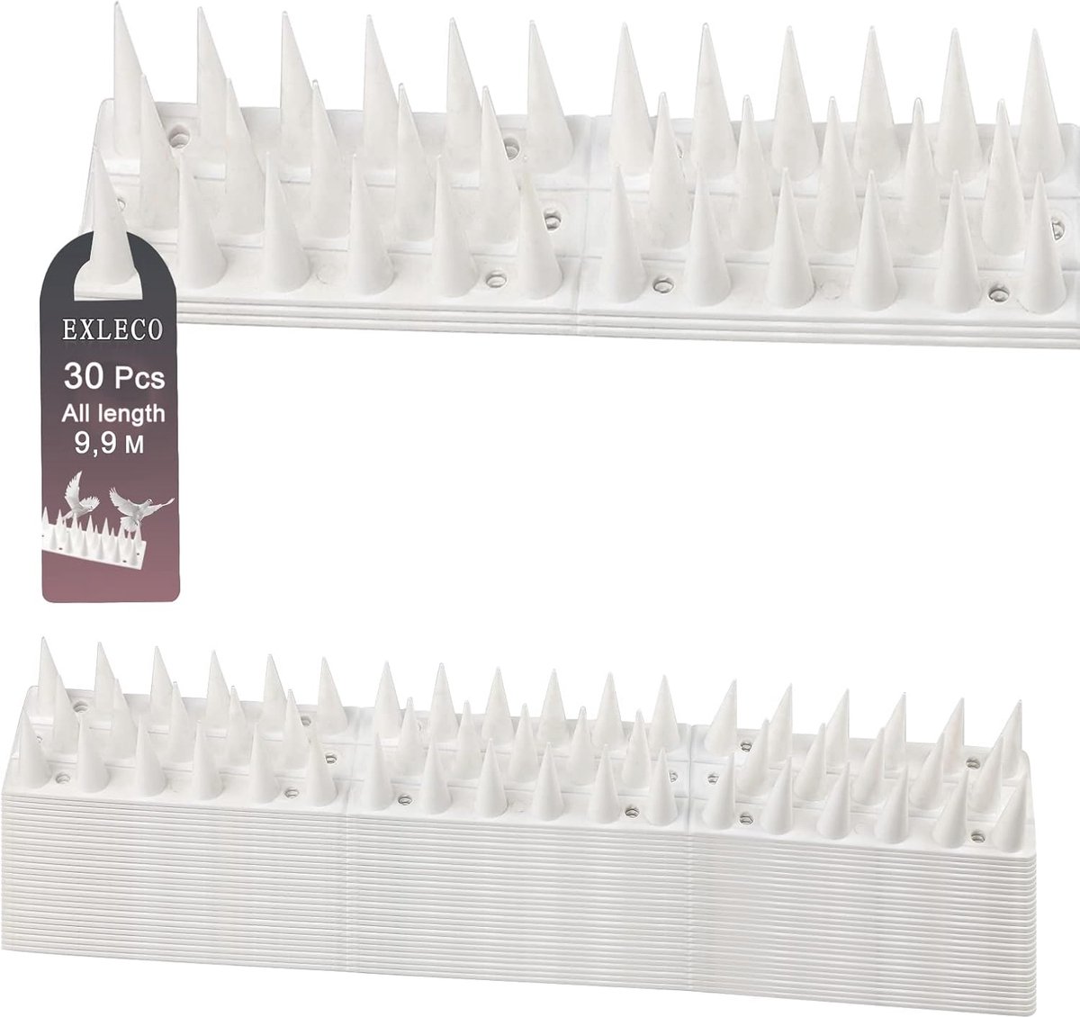 Vogelafweer Spikes 30 Stuks - Duivenafweer | Effectieve Dierenafweer voor Buiten | 10 Meter Wit
