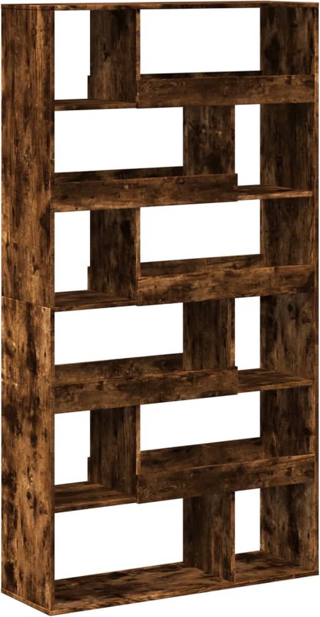 vidaXL Boekenkast - 100x33x187,5 - cm - bewerkt - hout - gerookt - eikenkleurig Gerookt eiken