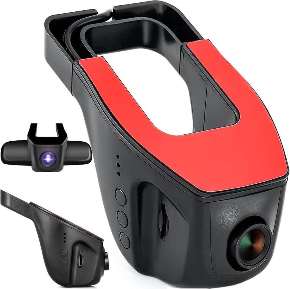 Full HD Car Camera with G-Sensor and 170° Wide Angle - Motion Detection - SD Card Support - Dash Cam for Android - USB Parking Monitor - Front or Rear Black