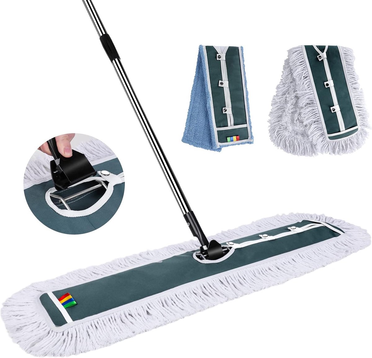 Goedkoopste Industriële mop 105 cm extra grote vloermop met microvezel en wattenschijfje Heavy Duty platte mop voor het reinigen van kantoorgarage winkelcentrum hotel