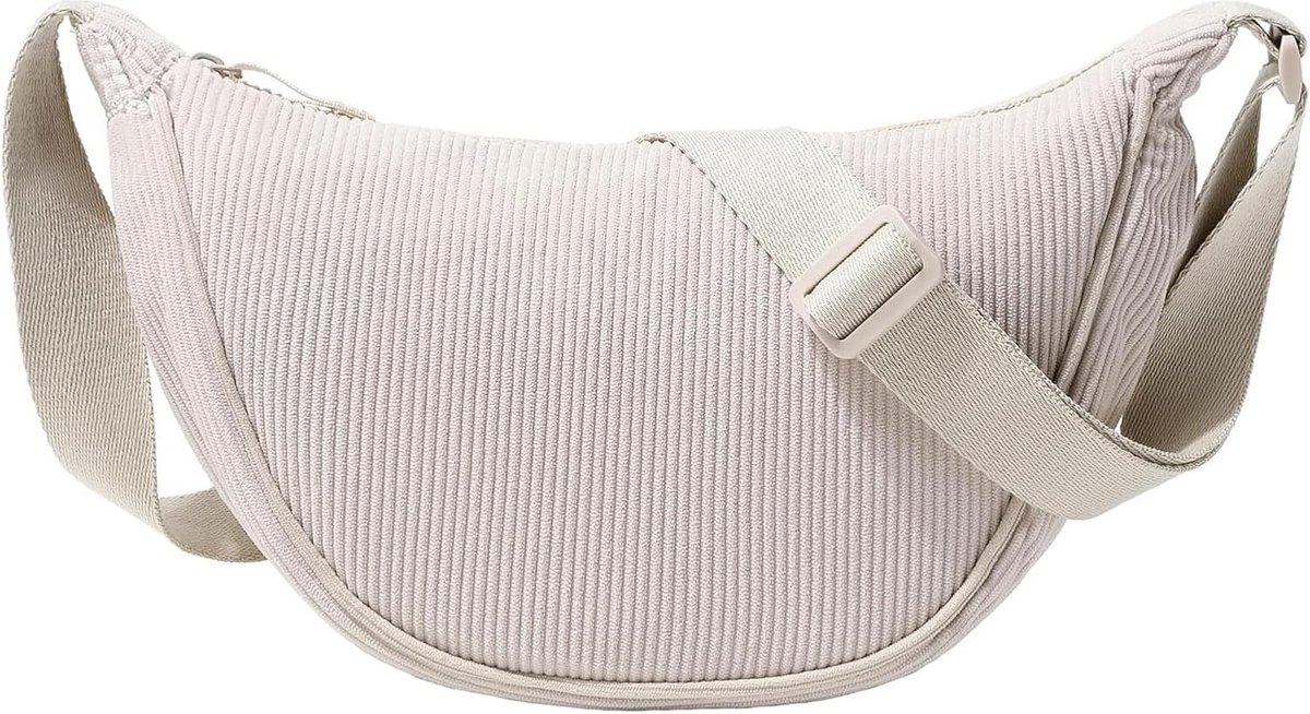 1 stuks buiktas corduroy crossbody bag halve maan tas dames buiktas corduroy heuptas maan bag verstelbare schouderriem heuptas voor dames, wit