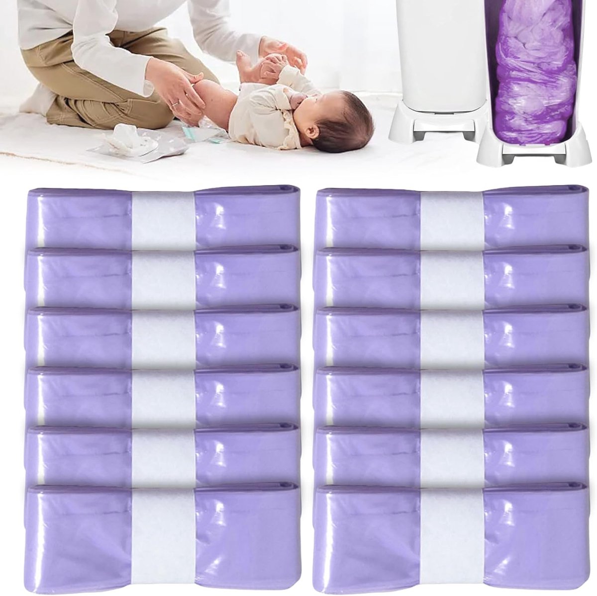 Goedkoopste Navulfolie voor Luieremmers - 12 Stuks, 4,5 m Geurdichte Folie, Geschikt voor Standaard Luieremmers