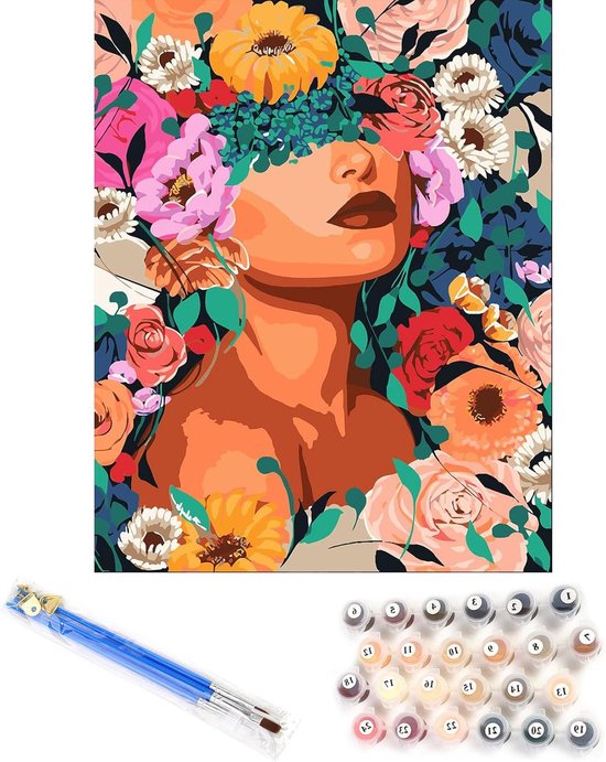 HEIBAGO Ingelijst Schilderen Op Nummer Voor Volwassenen - Fruit Landschap 20x30cm DIY Canvas Kit Met Frame Voor Beginners