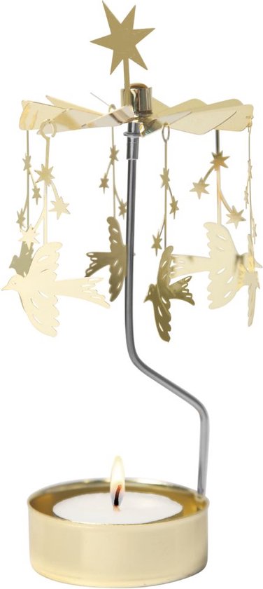 Gouden Vredesduif rotary candle - Pluto Design