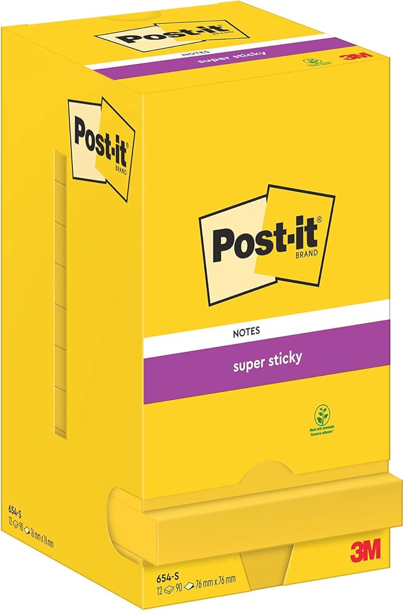 Ultra Gele Plaknotities - 12 Pack met 90 Vellen per Pad voor Notities, Takenlijsten en Herinneringen