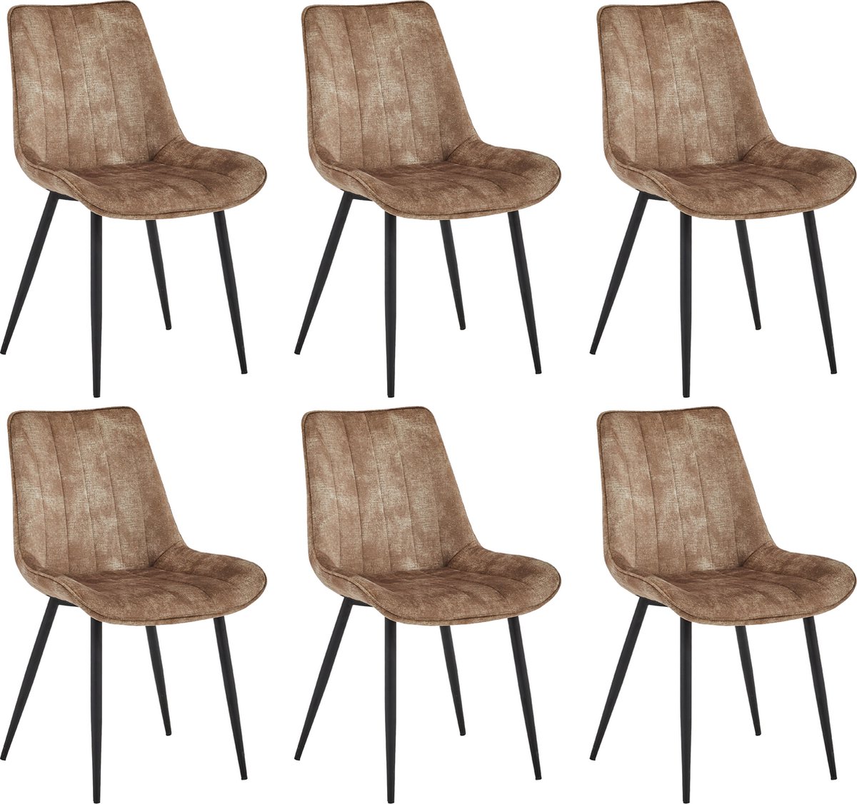 Colenis Verta Eetkamerstoel - Set Van 6 - Taupe - Adoré Velvet - Industrieel