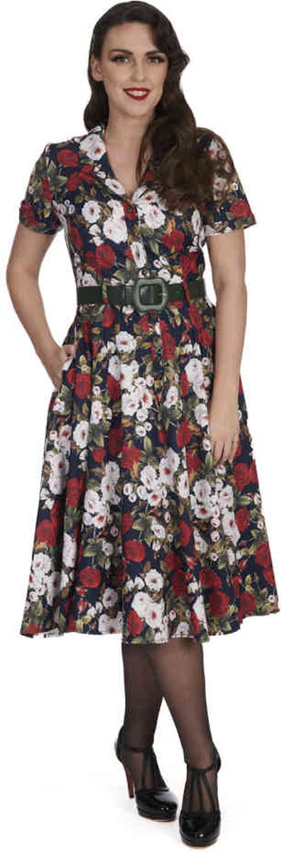 Banned - Dark Rose Flare jurk - S - Multicolours