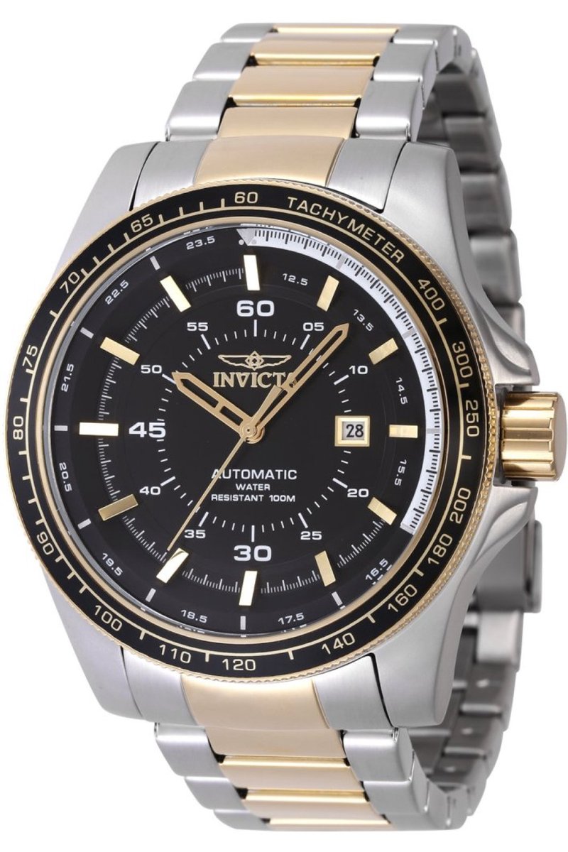 Invicta Speedway 48081 Heren Horloge - Waterdicht - Analoog - Automatisch Uurwerk - Roestvrij Staal met zwarte Wijzerplaat - 50mm