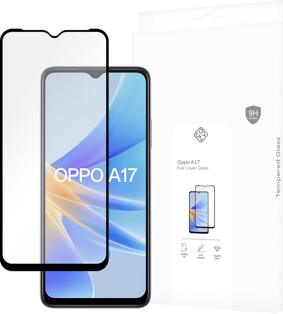 Cazy screenprotector geschikt voor OPPO A17 - Screenprotector Full Cover Gehard Glas