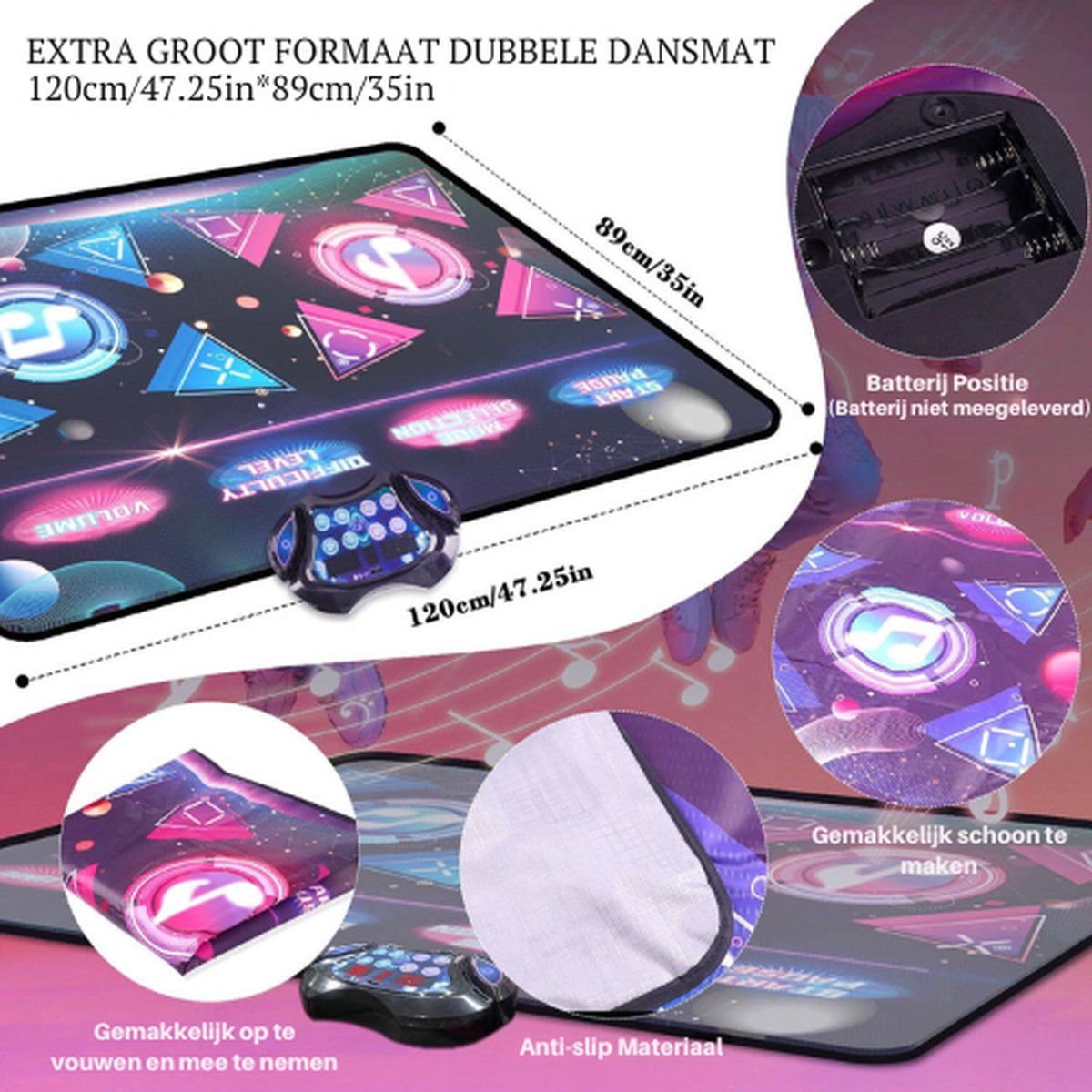 VATOS Tapis de Danse Musical LED - Jeu Musical Enfant avec 5 Jeux, 3 Niveaux, Volume Réglable, Cadeau Enfant 3-9+ Ans - Jeux - Jouets