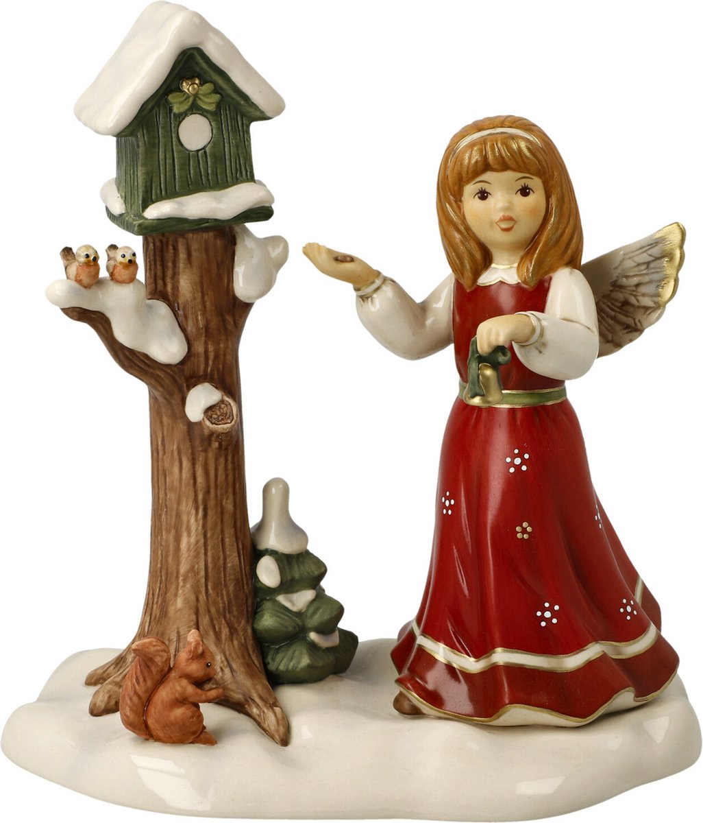 Goebel - Kerst | Decoratief beeld Engel Hemels bezoek | Aardewerk - 19cm