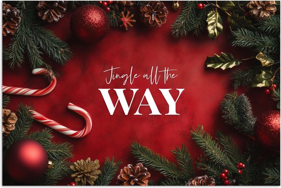 Poster 120x80 cm - Kerst - Quote - Rood - Kerstballen - Posters - Kamer decoratie - Wanddecoratie woonkamer - Kerstdecoratie voor binnen - Kerstversiering - Kerstmis versiering in huis - Kerstaccessoires