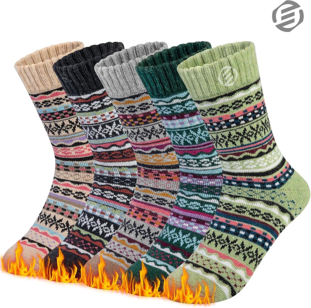Equivera Winterkousen Kousen Wintersokken Dikke Kousen Warme Kousen Veelkleurig