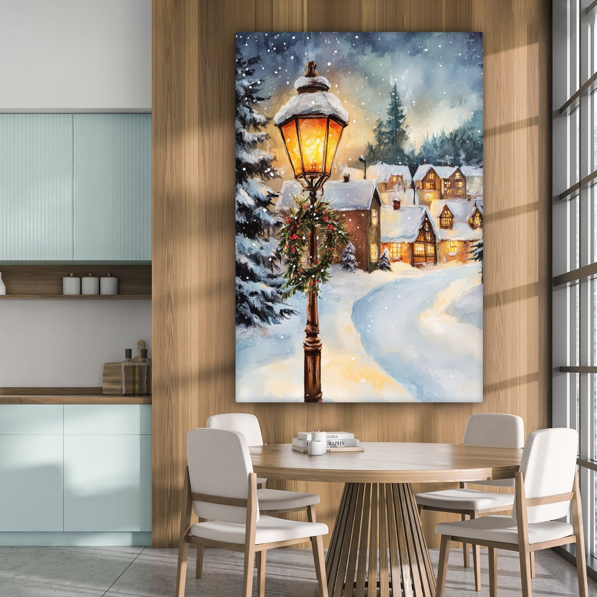 Canvas schilderij 120x180 cm - Wanddecoratie Kerstdorp - Huizen - Sneeuw - Kerst - Muurdecoratie woonkamer - Slaapkamer decoratie - Kamer accessoires - Schilderijen op canvas - Kerstdecoratie voor binnen - Kerstversiering - Kerstmis versiering – foto 6
