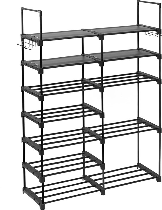 Schoenenkast Zwart 60x36x100 cm - Opbergrek voor de Hal in Loftstijl