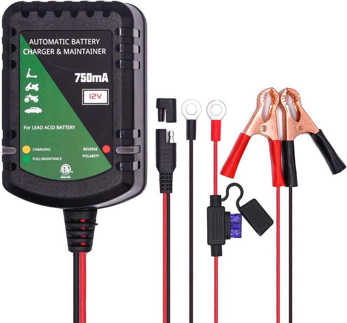 Slimme 12 Volt Acculader voor Loodzuuraccu's - Automatische Druppellader voor Auto, Motor, Grasmaaier en Boot