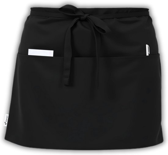 Viamart® - Professionele Horeca Sloof - Horeca Schort - Bistroschort - Heupschort - Bedieningsschort - Serveerschort - Oberschort - Kort Schort - Kokssloof - Unisex: Man & Vrouw - Maat: Kort - One Size Fits All - Wasbaar op 60° - Kleur: Zwart