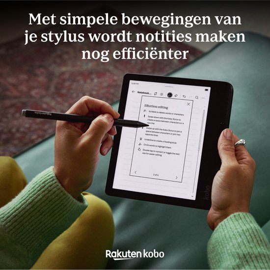 Kobo Stylus 2 Pen voor eReader - Zwart - Oplaadbaar - Markeerknop - Gum