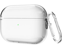 Cazy siliconen Hoesje geschikt voor Apple Airpods Pro 1 / AirPods Pro 2 - Inclusief karabijnhaak - Beschermt tegen krassen en stoten - Transparant