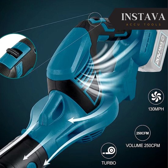 Instava Accu Bladblazer Incl. 2x Accu - Geschikt Voor Makita 18v Accu - 2000W - 12000RPM van Instava — afbeelding 2