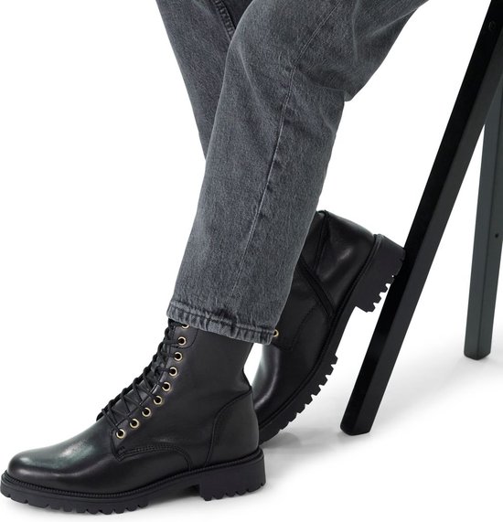 No Stress Dames Zwarte leren veterlaarsjes Maat 42 bol