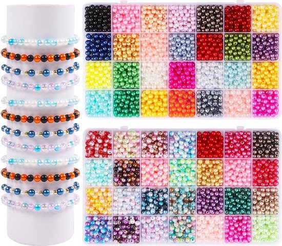 JHWELRG 36500 stuks 72 kleuren kleurrijke kralen voor armbanden, 3 mm kralenset, doe-het-zelf halskettingen, sieraden maken, set met letterkralen om te rijgen, cadeau-idee voor Kerstmis, verjaardag