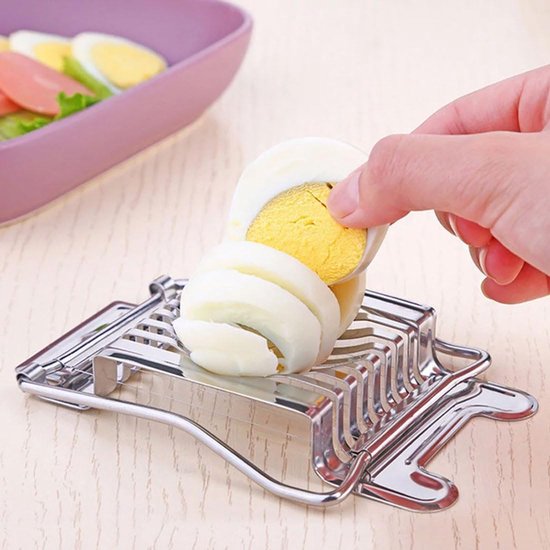 1 stuks eiersnijder, Gekookte eieren snijder brood snijmachine, RVS snijdraden, multifunctionele snijmachine voor het snijden van eieren, salades, fruit, broodjes