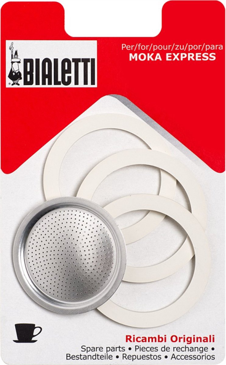 Bialetti Set van 3 pakkingen en 1 filter voor 2 kops Aluminum Espressomaker