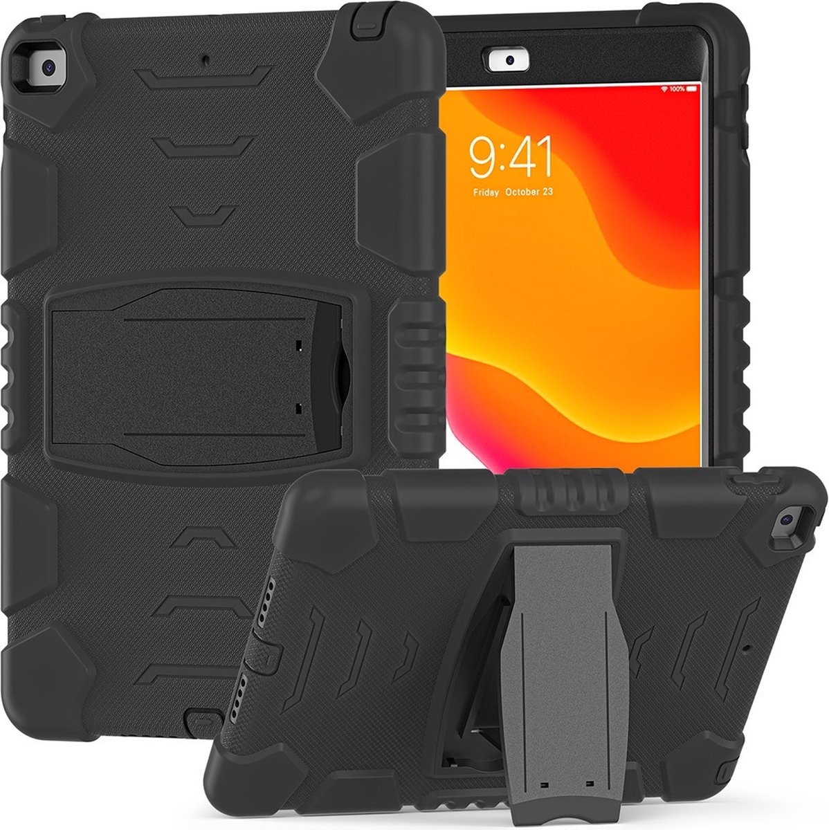 Tablethoes geschikt voor iPad 10.2 Hoesje - Heavy Duty Case - Zwart