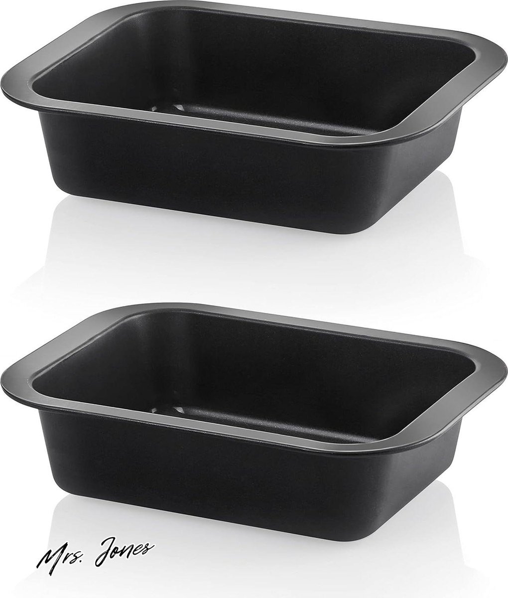 Mrs. Jones 2 x kleine en diepe ovenschaal met antiaanbaklaag - ideaal voor lasagne, braadpan en taartplaat - koolstofstaal rechthoekig zwart .