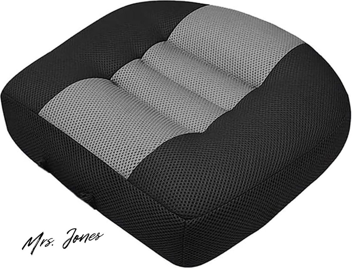 Mrs. Jones Autostoelkussen verhoging gezichtsveld 47 inch stoelverhoging volwassenen auto 3D ademende mesh antislip zitkussens handvat (zwart/wit) . Blauw, Roze, Zwart/Wit