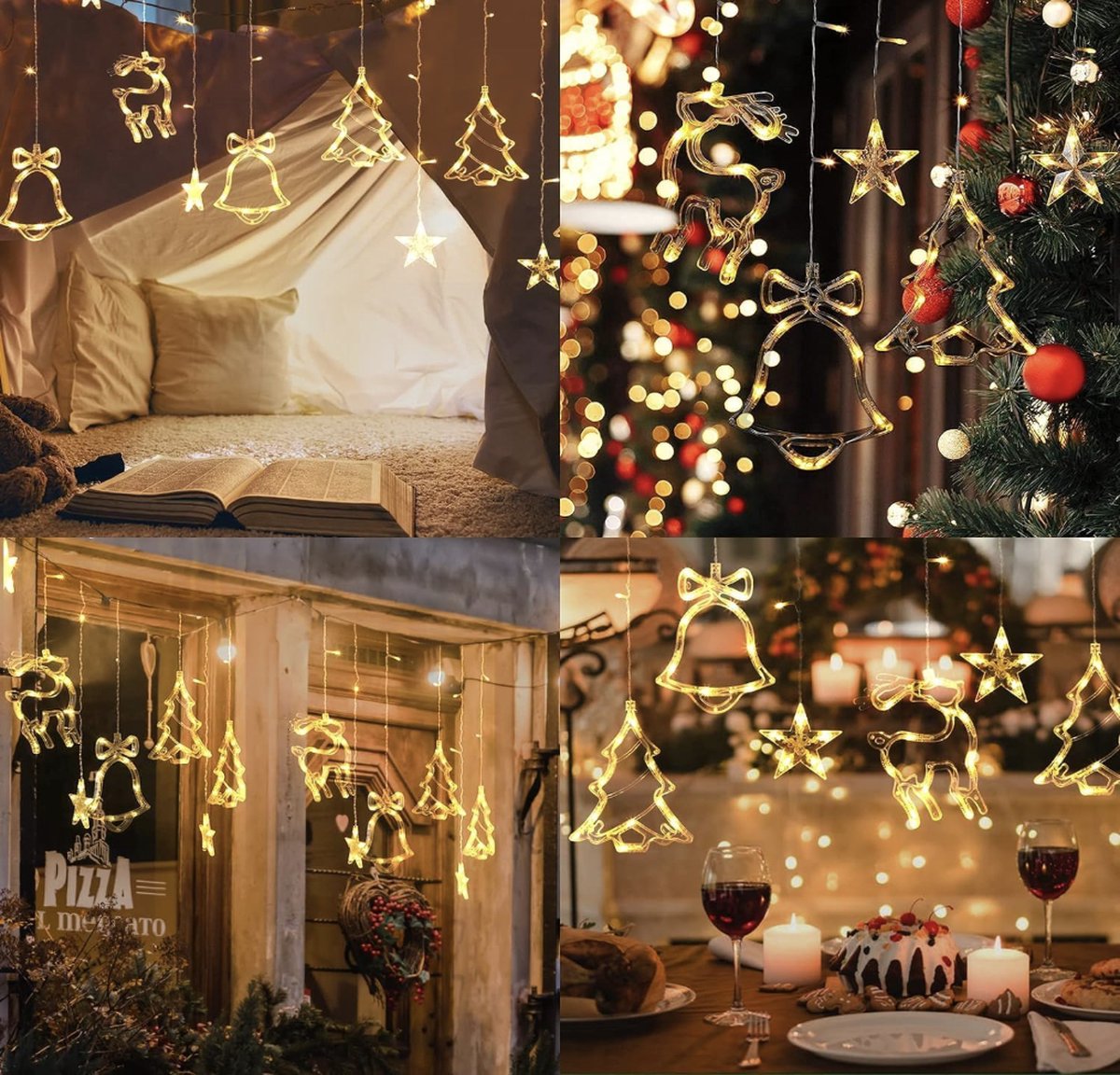 Kerstverlichting Raam Maan - 75cm - Inclusief Batterijen Kerstversiering Met Zuignap Warm Wit