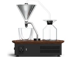 Joy Resolve - Grande Barisieur -Koffiezet apparaat - Filter koffie - Drip koffie -2 kops - incl. 2 glazen - Coffee & Tea Brewer - Instelbare tijd voor bereiden - Alarm - Mini Fridge - Mini Koelkast - Dark Walnut Wood - Wakker worden met verse koffie