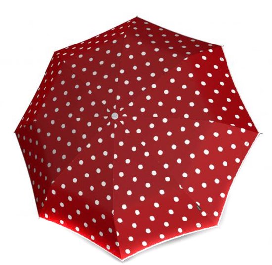 Rood met stip compacte paraplu Fiber T200 medium Duomatic van Knrips