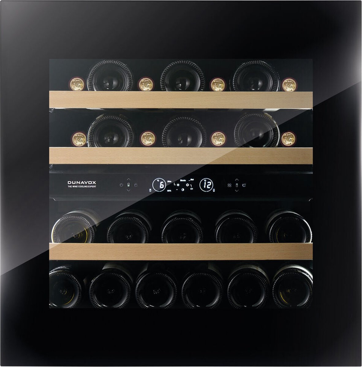 Dunavox Horizon-25.TO Greeploze Inbouw Wijnkoelkast DVH-25.65DB.TO 2 Zones Zwart Glas